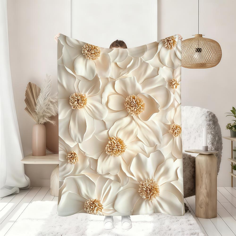 3D Floral Pattern Blanket Soft Throw Blanket for Home Bedroom Bed Sofa Picnic Travel Office Rest Cover Blanket Gift