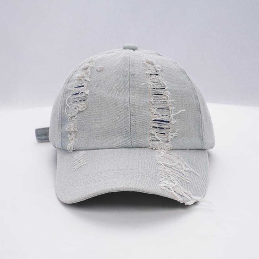 Ripped cowboy baseball cap big head circumference deep top cap women's autumn sports breathable hat