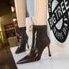 European and American Fashion Banquet Women's Short Tube Thin Heel Super High Heel Pointed Winter Side Zipper Short
