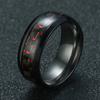 8MM Stainless Steel Black Carbon Fiber Ring Fashion Red/Blue Unisex Cool Charm  Gift for Men Women