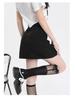 2025 Women's Gray High-Waist A-Line Miniskirt: College Style, Summer Slimming, Anti-Exposure Hip-Hugging Design