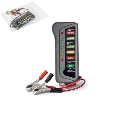 Professional 12V Digital Battery and Alternator Tester - 6 LED Lights - Multifunction Tester for Cars and Motorcycles