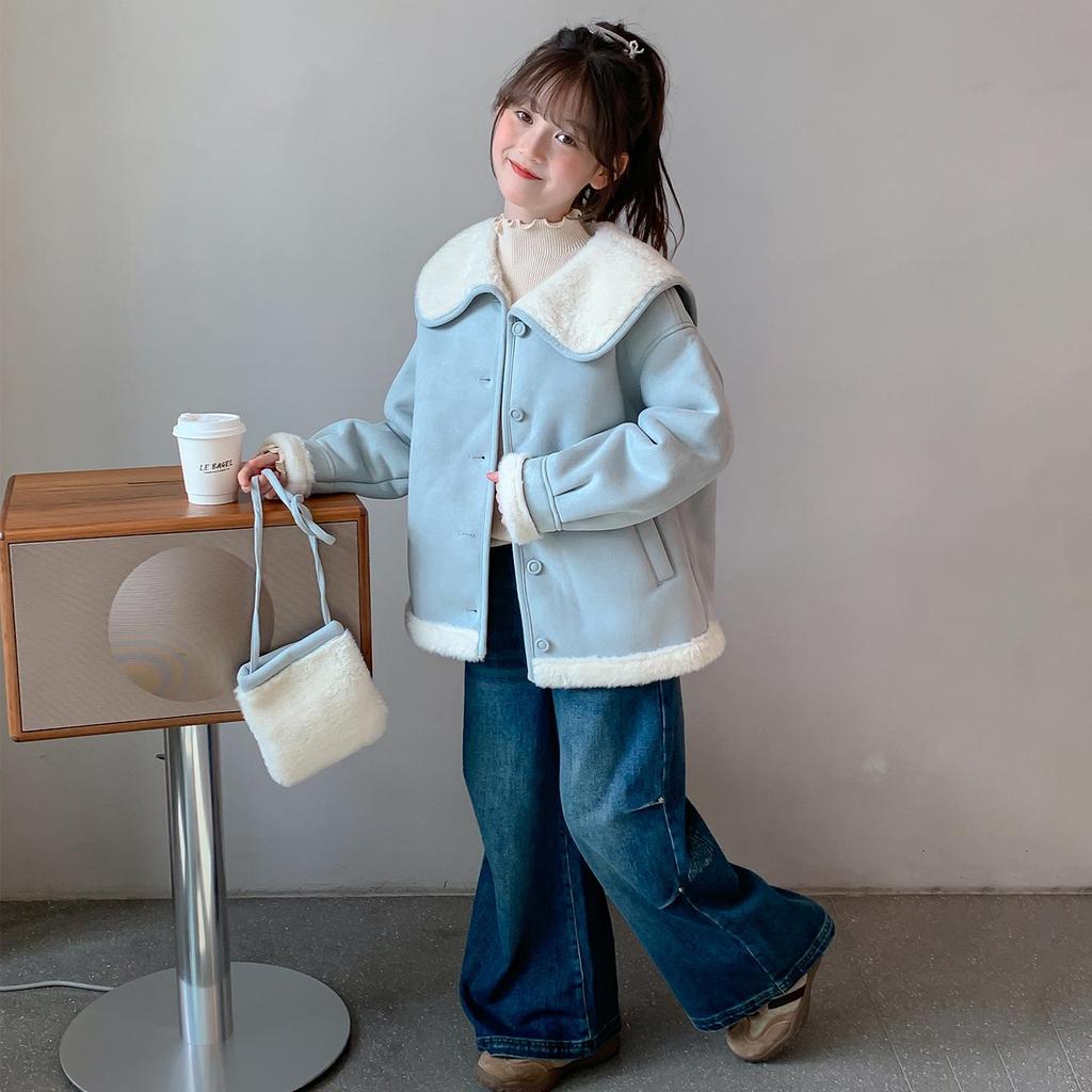 Girls' Lambswool Fleece Lined Coat - 2025 Autumn/Winter Collection