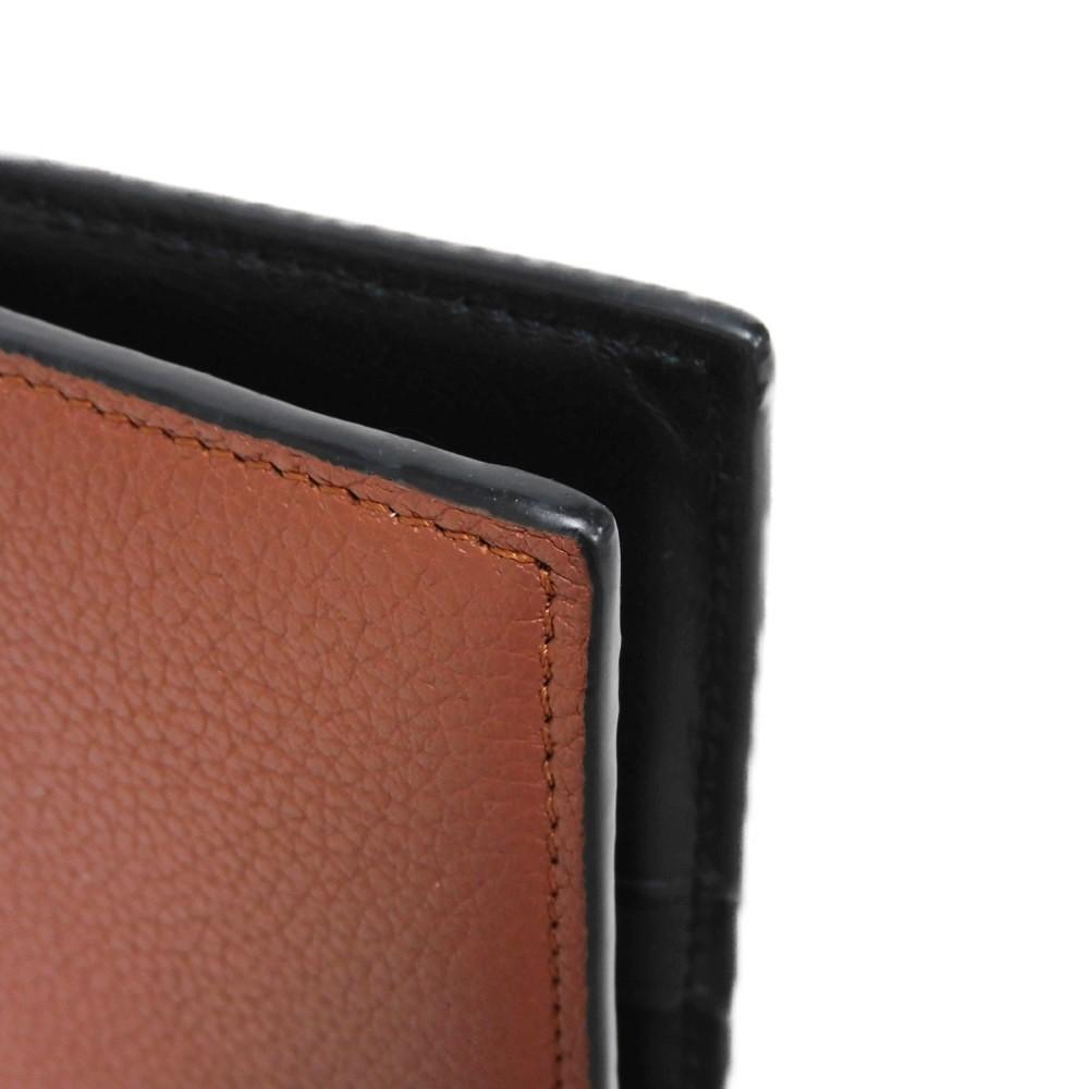 Used 12695 Bifold Wallet C660302X02 7941 Soft Grain Calfskin Bicolor Brown Black Anagram Cognac Men's from Japan