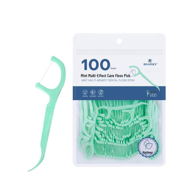 GRAREY Mint Multi-Effect Dental Floss Sticks with Portable Dispenser Set