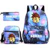 Large Capacity Schoolbag with Shoulder Strap; Student Three-piece Pencil Case Set