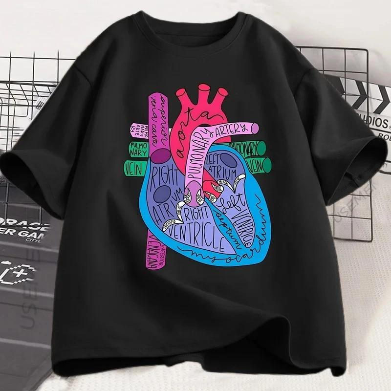 Heart Anatomy T Shirt Men Women Doctor Cardiologist T-Shirt Nursing Tees Causal Short Sleeve Round Neck Tshirt Clothing