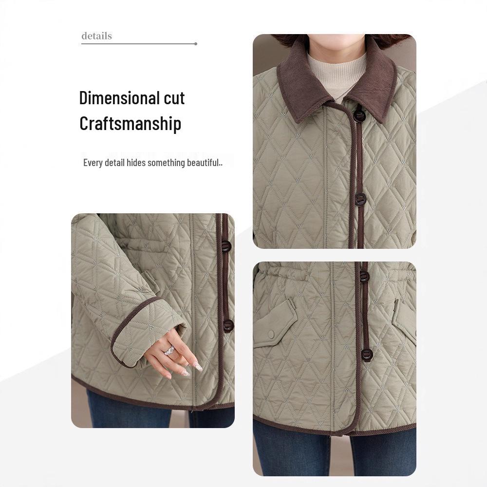Stylish Lightweight Cotton Jacket for Middle-Aged Women – Autumn/Winter Fashion for 50s-60s