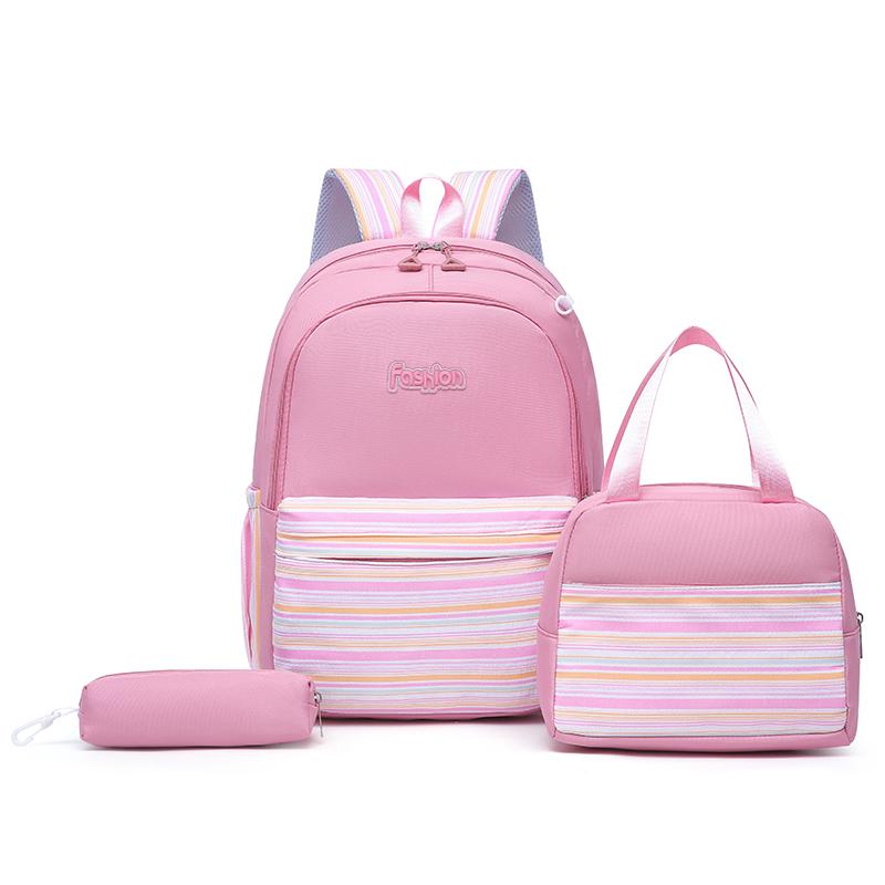 

Комплект из трех рюкзаков, женский школьный рюкзак, студенческий рюкзак большой емкости, рюкзак в студенческом стиле с сумкой для ланча и ручкой розовый