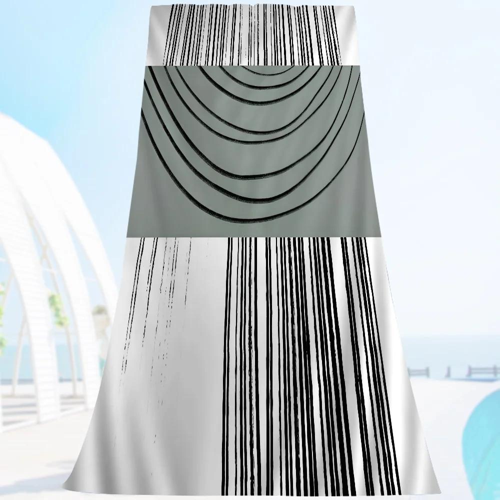 Modern Geometry Dot Line Art Microfiber Printed Beach Towel Mountain Climbing Yoga Beach Swimming Running Absorbent Soft Towel