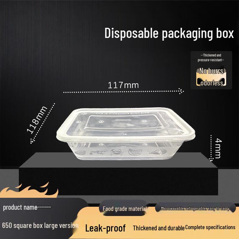 Green Health Kitchen 650ml Square Disposable Meal Box