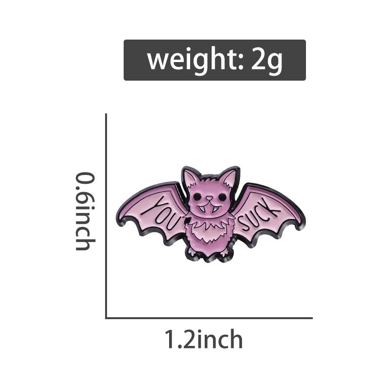 Halloween Bat Enamel Pins Custom You SUCK Brooches Lapel Badges Cartoon Animal Jewelry Gift for Friends