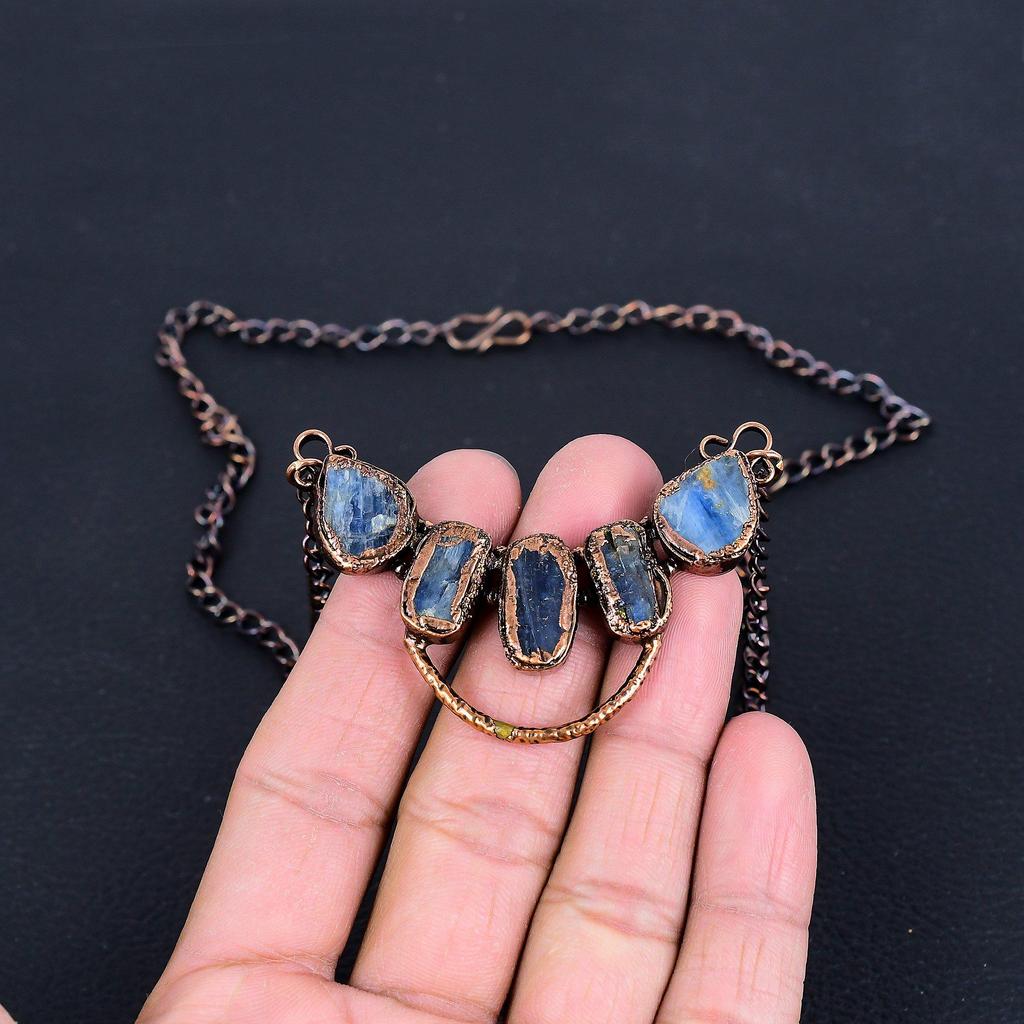 Kyanite Necklace, Gemstone Copper Electroformed Jewelry Necklace, Handmade Jewelry, For Anniversary Gift