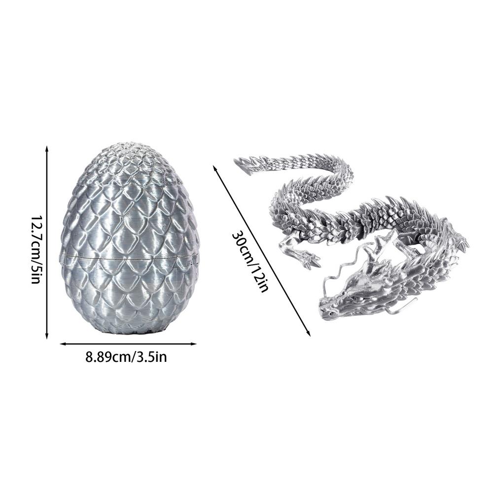 3D Printed Gem Dragon Crystal Dragon Egg Rotatable And Poseable Joints 3D Articulated Dragon Toys For Autism Kids Gifts