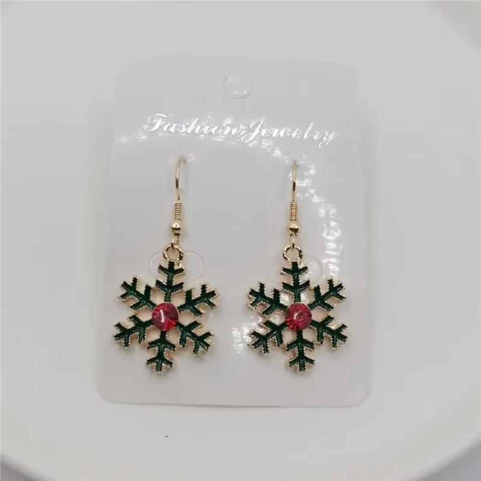 Christmas Tree Wreath Crutch Gift Box Santa Claus Snowman Deer Earrings Ladies Long Tassel Circle Accessories Creative Gifts