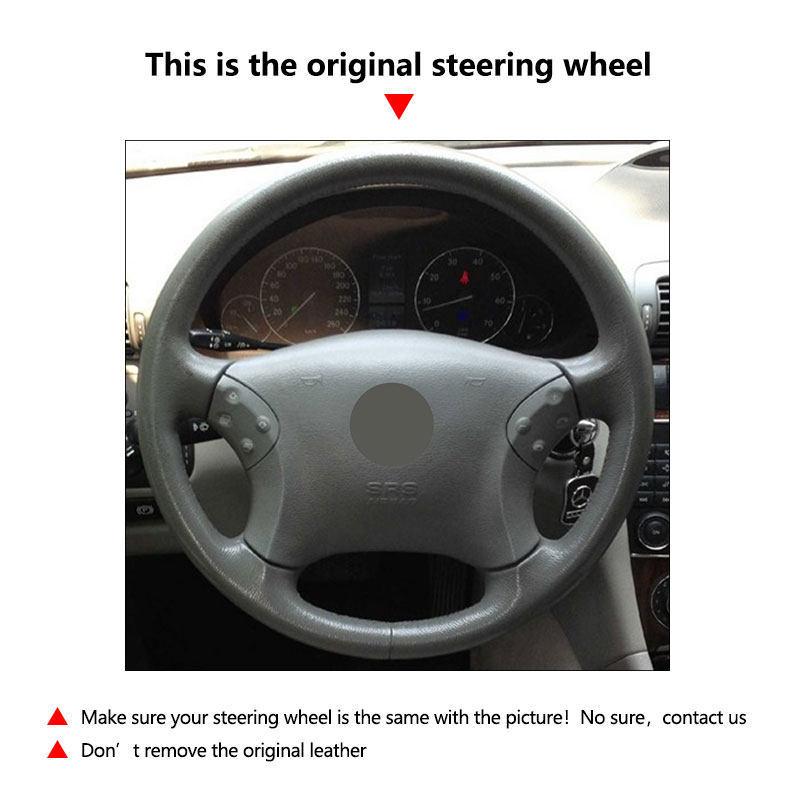 For Mercedes Benz C-Class W203 2001 2002 2003 2004 2005 2006 2007 Car Interior Steering Wheel Cover Suede Perforate Leather Trim