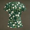 Women’s Casual V Neck Short Sleeve Floral Print T Shirt Top Lightweight Relaxed Fit Comfortable Summer Blouse for Daily Wear
