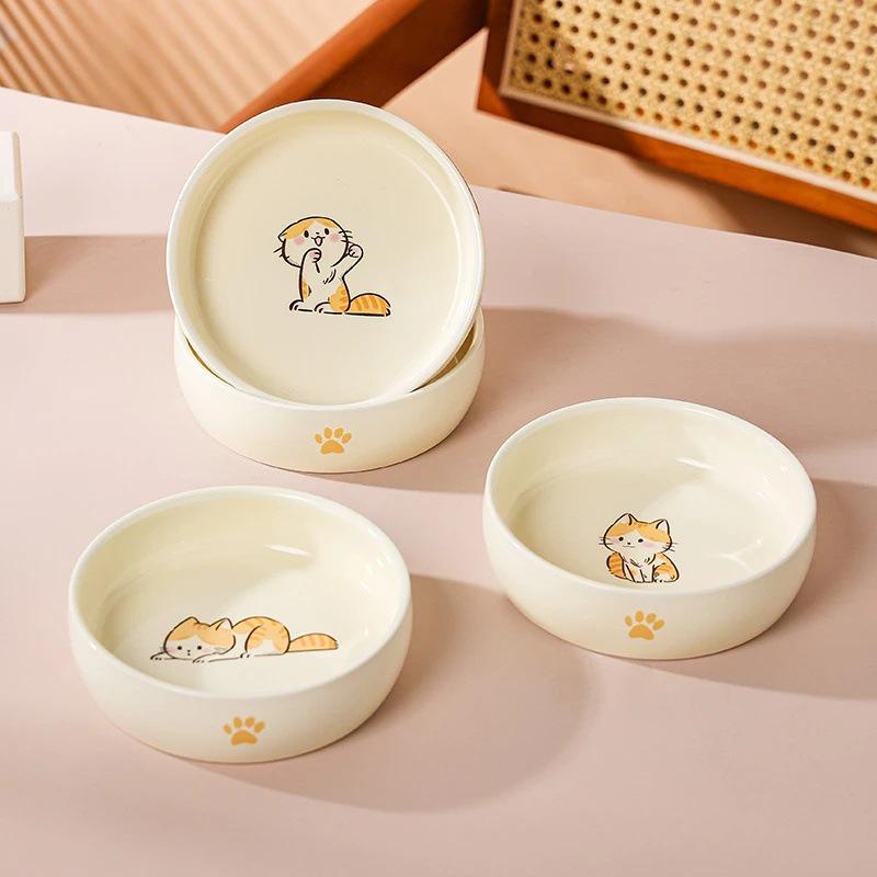 Rabat dla nowych przybyszów: Urocza ceramiczna miska dla kota i psa zapobiegająca przewracaniu - Konstrukcja zapobiegająca czarnemu podbródkowi