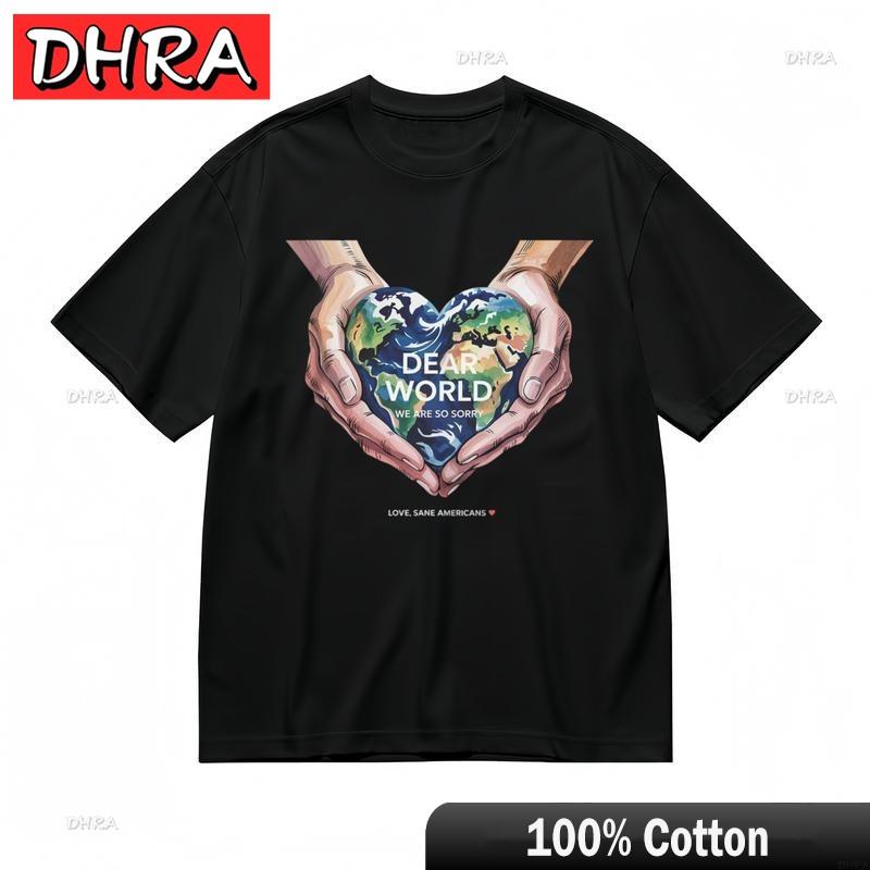 Womens Fashion Breathable Classic TShirt Globe Care Message Earth Design Tee for Cool Cute Graphic Graphic TShirts for UNIsex S