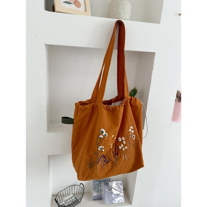 New letter printing bag women's large-capacity nylon shoulder bag casual versatile portable drawstring tote bag