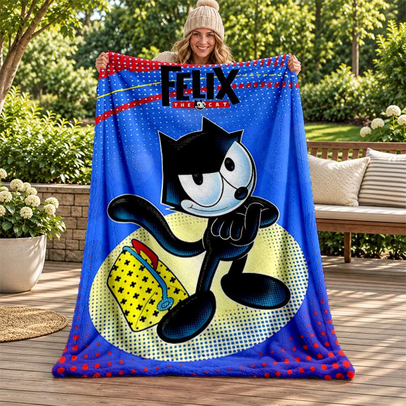 Felix the Cat blanket Flannel Blanket Soft Cozy Plush Throw for Sofa Bed Lightweight Home Decoration Gifts for Christmas various holidays