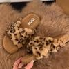 Platform leopard print fluffy shoes women's shoes wear 2025 new autumn and winter cotton slippers lamb wool fashion cotton shoes