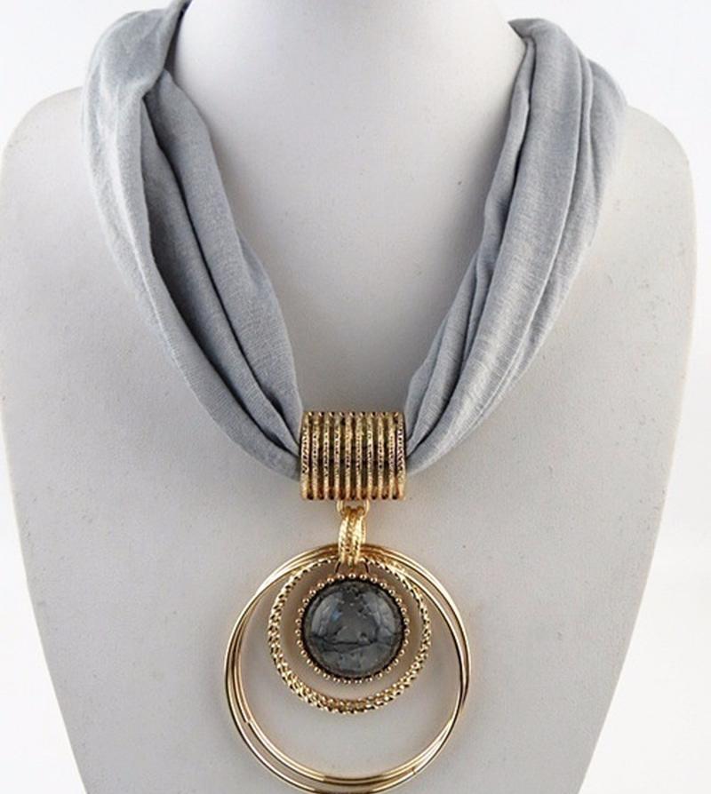 

Шарф из сплава, кольцо с подвеской, женский воротник из полиэстера, шарфы для женщин серый