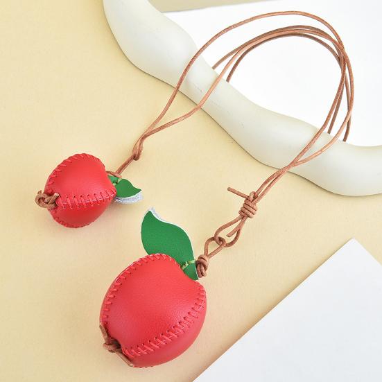 Pendentif Sac Cousu Main Cuir Artificiel Forme Fruit Porte-Clés Polyvalent Jaune Vert Décoration Été