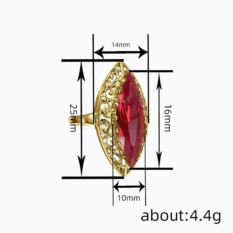 Anelli da Donna Marquise con Zirconia Cubica Rossa Temperamento Elegante Lavorazione Traforata Accessori da Signora Festa di Matrimonio Gioielli alla Moda