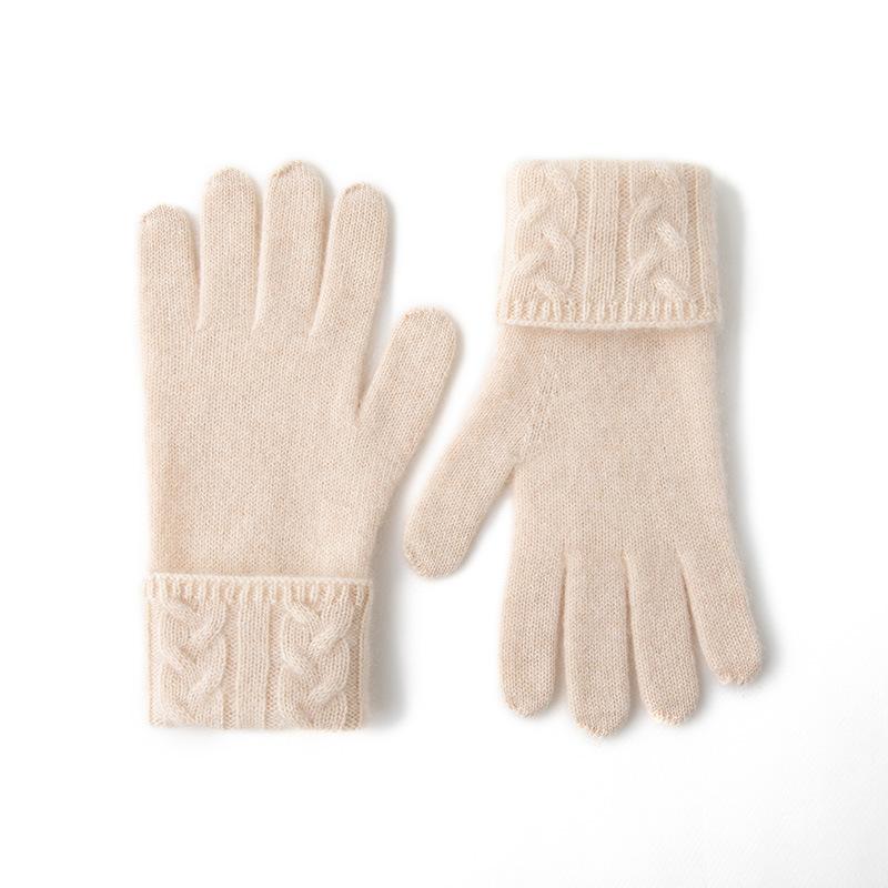 Cashmere Autumn and Winter New Unisex Retro Jacquard Warm Cycling Windproof Knitted Five Finger Gloves