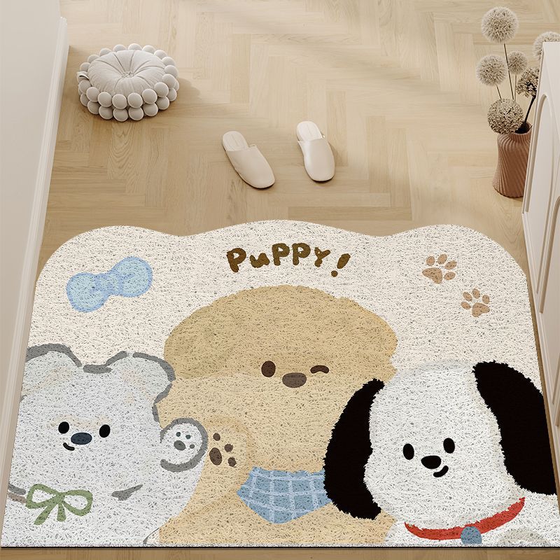 Cartoon silk circle entry door floor mat, entrance entrance entrance porch foot pad, fresh household soil rubbing mud pad