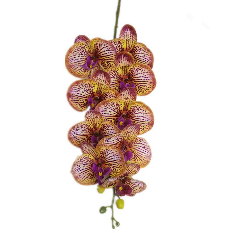 Artificial 9 Heads Phalaenopsis Orchid Flower Branch Good Quality Silicon Moth Orchid