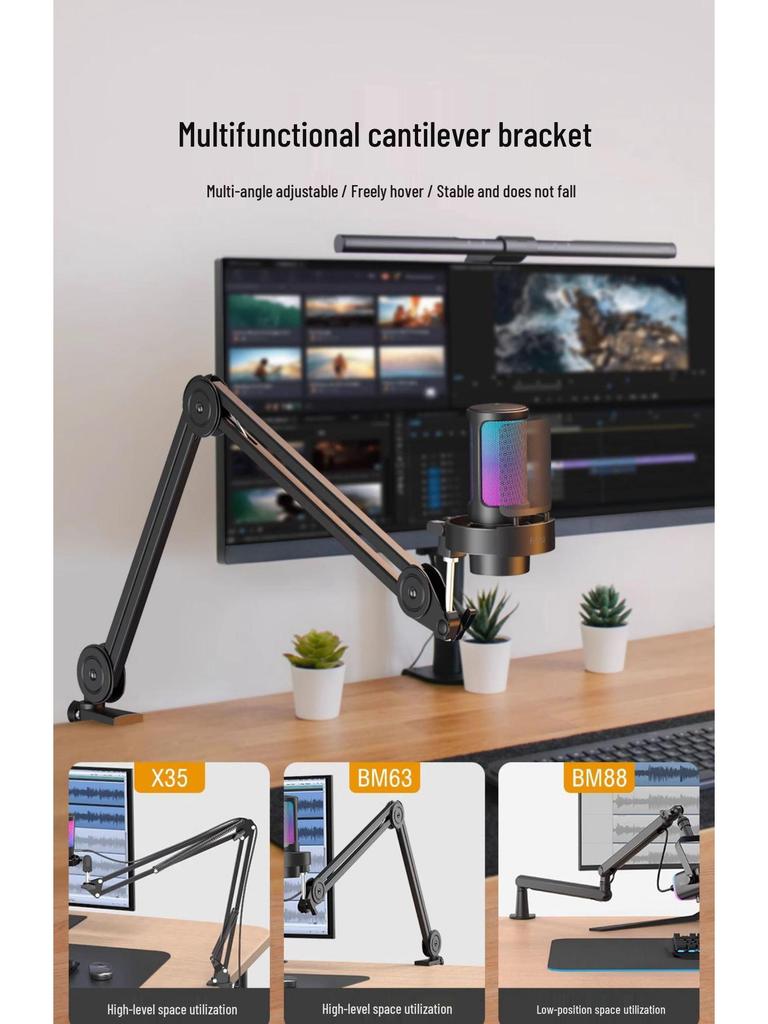 FIFINE Professional Microphone Stand with Shockproof Boom for Desktop Recording