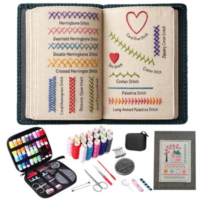 Embroidery Stitch Book Kit Stitch Patterns with Tools Beginner Embroidery Kit Portable Hand Embroidery Book