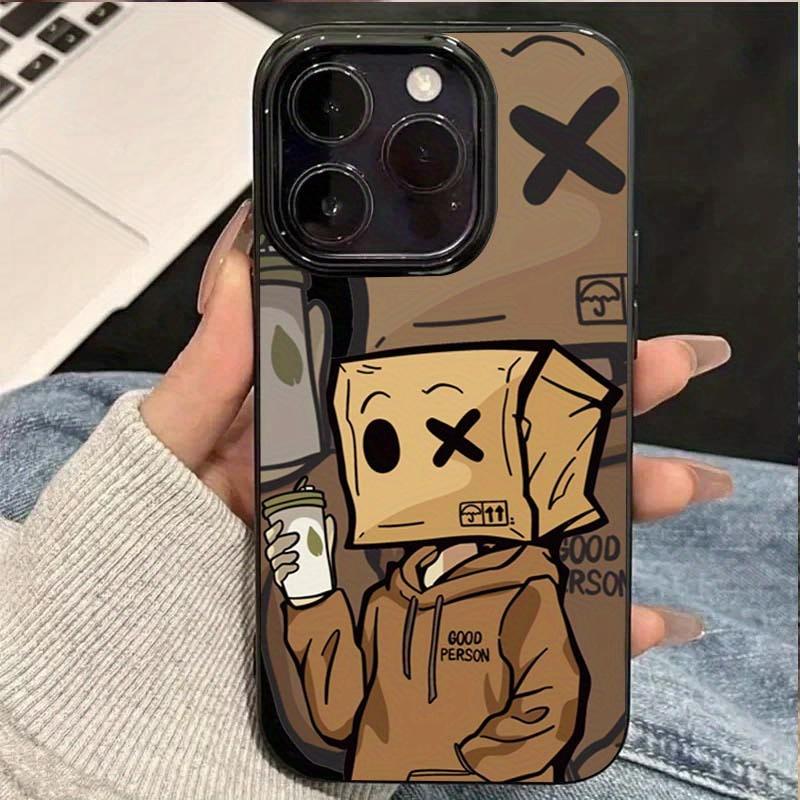 Cartoon box man design mobile phone case suitable for iPhone 17 16 15 14 13 12 11 Pro/ Max /Plus anti-fall and shockproof