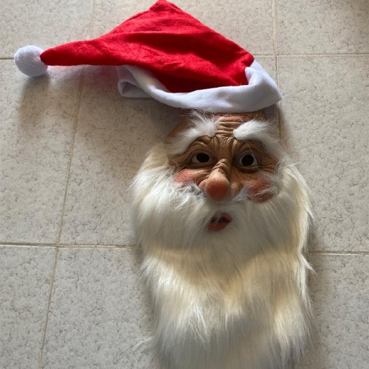 Maschera Barba Babbo Natale per le Feste di Natale Rossa Divertente Parrucca Maschera di Father Christmas per Festa di Natale Costumi Cosplay