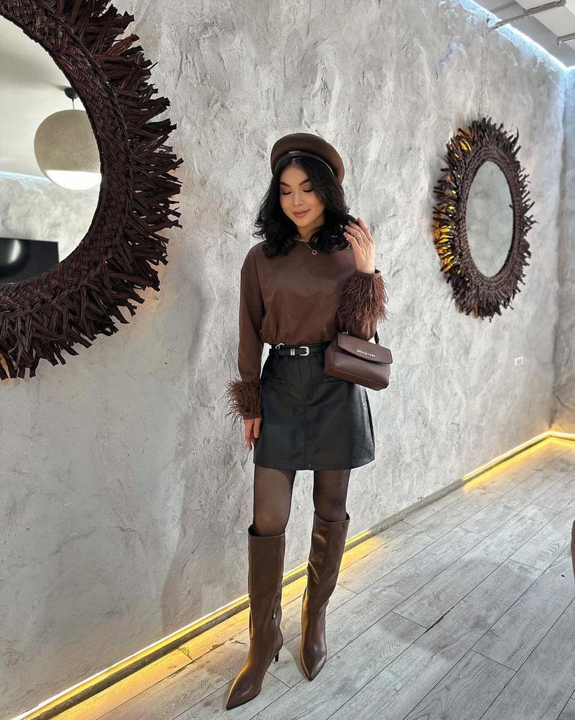 Γυναικείο Μακρυμάνικο T-shirt με Φαρδιές Μανσέτες και Ένθετα Γούνας - Ευρωπαϊκό και Αμερικανικό Στυλ, Συλλογή Άνοιξη 2026