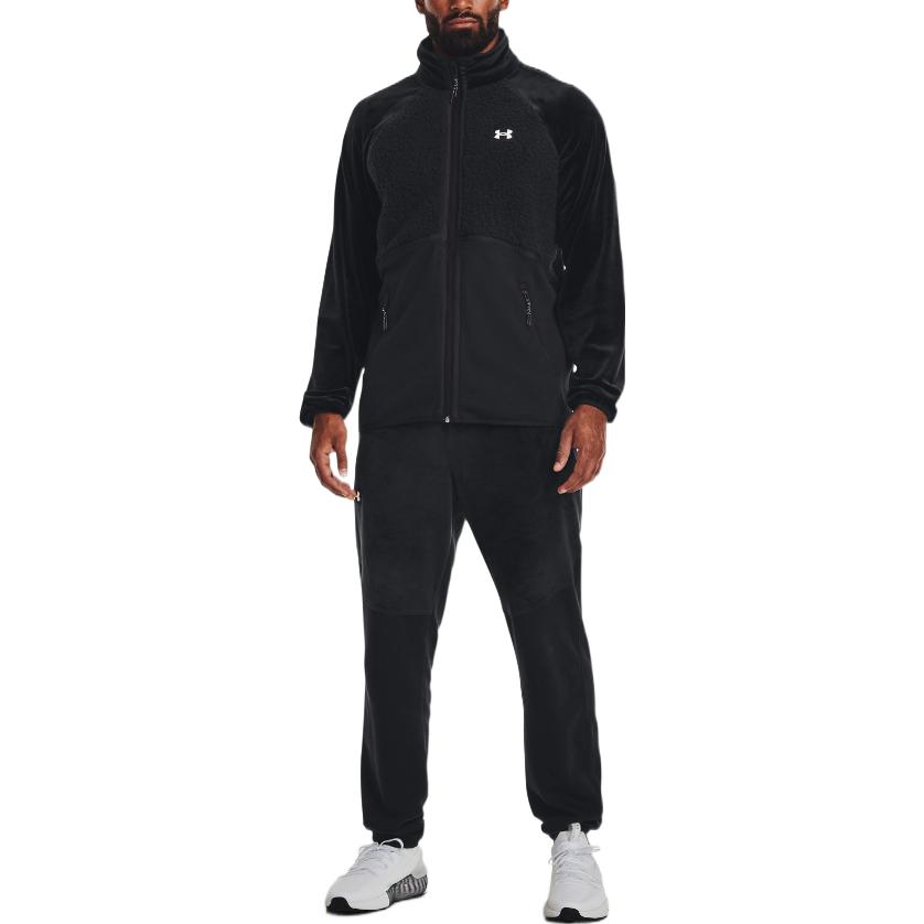 Under Armour Solid Color Logo Print Zip-Up Collar Jacket Men Outerwear Black 1373872-001
