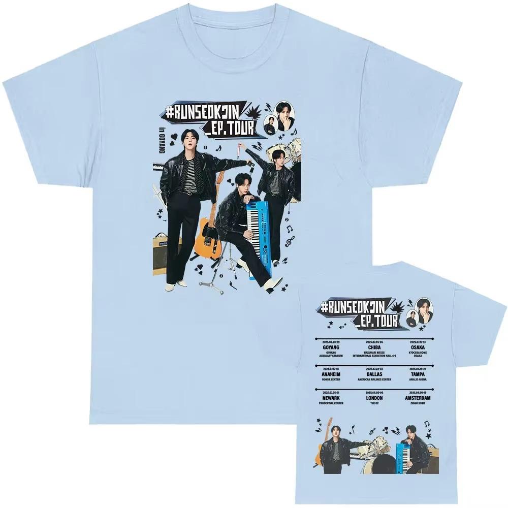 Jin RUNSEOKJIN EP TOUR 2025 Tshirts Korean Singer Graphic Print T-shirt Short Sleeve  Summer T Shirt for Men/Women Clothes