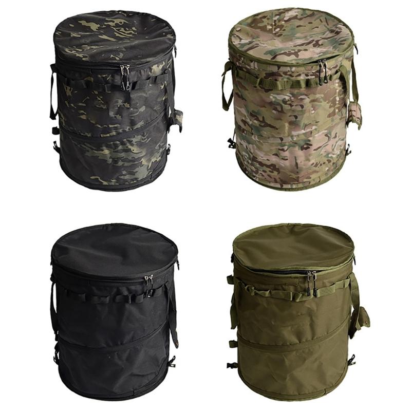 Camping Trash Can Foldable Garbage Bin with Zippered Lid Foldable Garbage Container for Campsites Outdoor Picnics BBQ