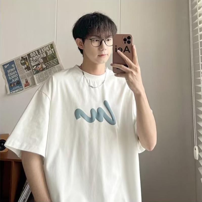 Übergröße M-8XL 2025 Herren Retro Koreanischer Gedruckter Kurzärmeliger Rundhals Lockerer T-Shirt