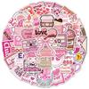 10/30/50pcs Pink Bookish Love Art Graffiti Sticker Romantic Reading Decals DIY Laptop Diary Stationery Aesthetic Cartoon Sticker