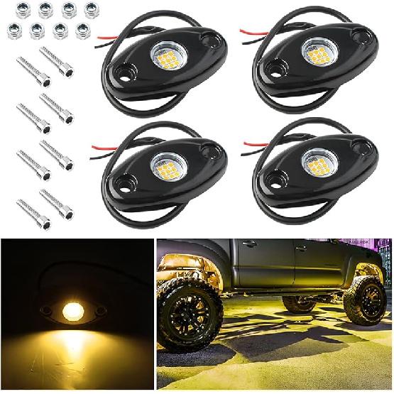 Rock Lights For Trucks, 4 Pods LED Rock Lights, IP67 Waterproof Neon Rock Lights Kits For Pickup ATV Off Road SUV, High Brightness Multifunction