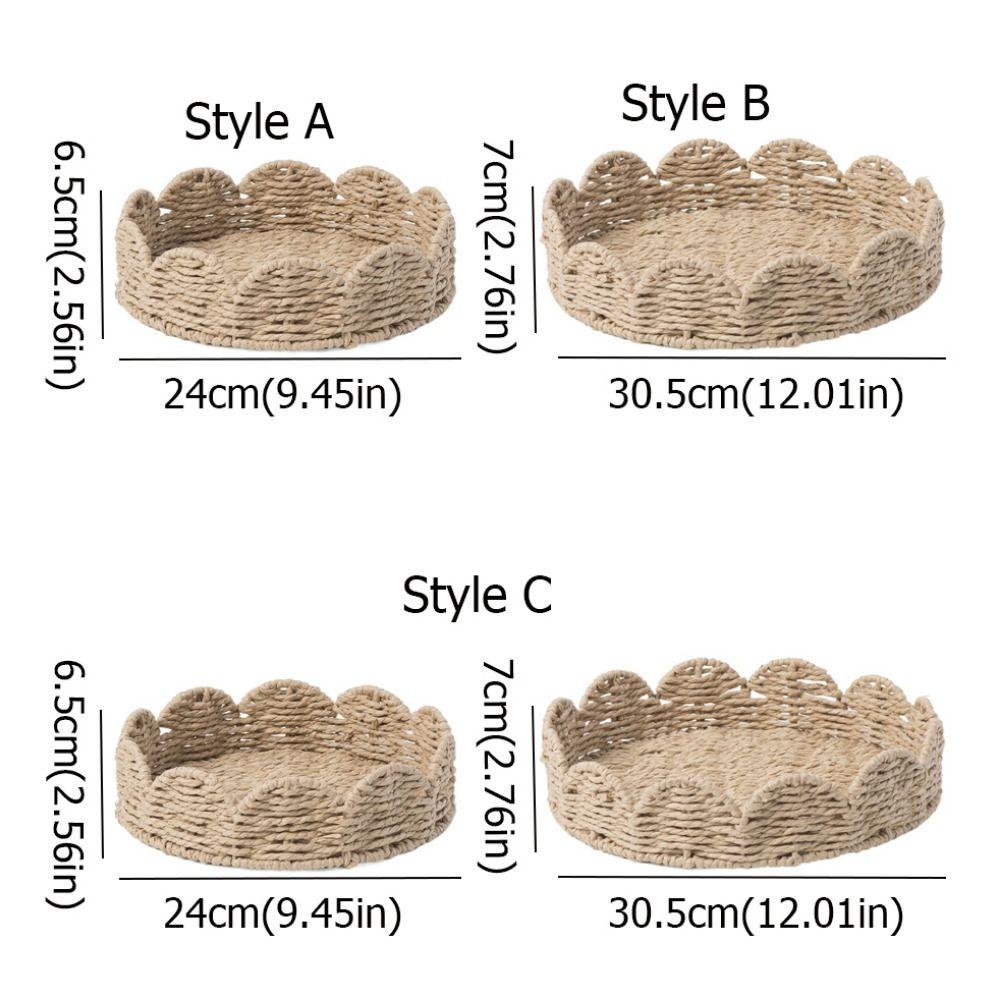 Decorative Hand Woven Basket Japanese Style Paper Rope Basket Braided Serving Tray Living Room
