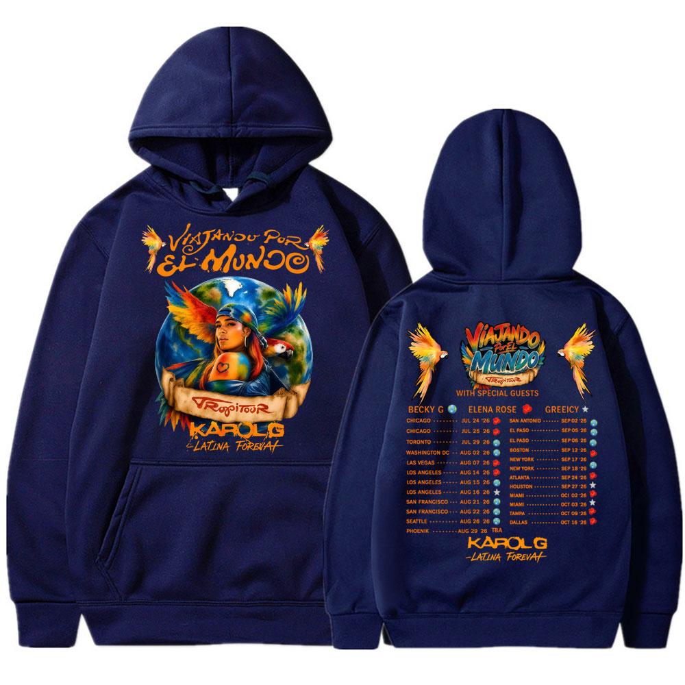 Karol G Tropicoqueta Tour Album Hoodies Men Women Fashion Popular Music Tracksuit Casual Fleece Sweatshirt Streetwear
