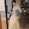 Cream white moonlight summer new seaside vacation temperament waist medium and long skirt gentle suspender dress