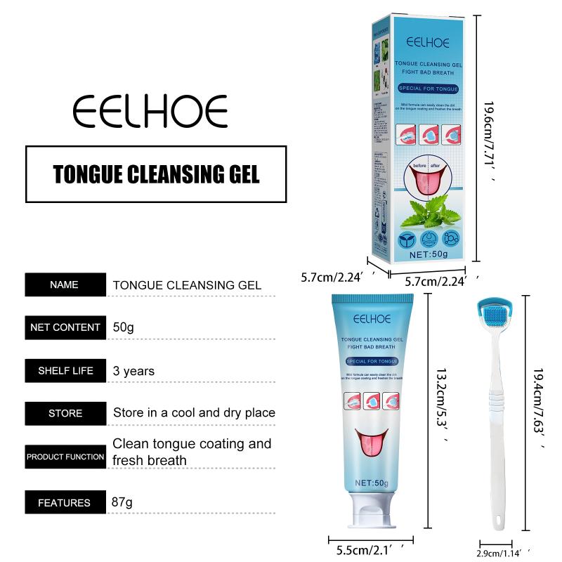 Eelhoe Tongue Coating Cleaning Gel, Tongue Coating Cleaning Oral Care, Removal Of Oral Odor, Fresh Breath Gel With Brush