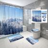Schneeberg Duschvorhang-Set Schöne Naturlandschaft Duschvorhang Rutschfeste Badematte Toilettendeckelbezug Für Badezimmerdekoration