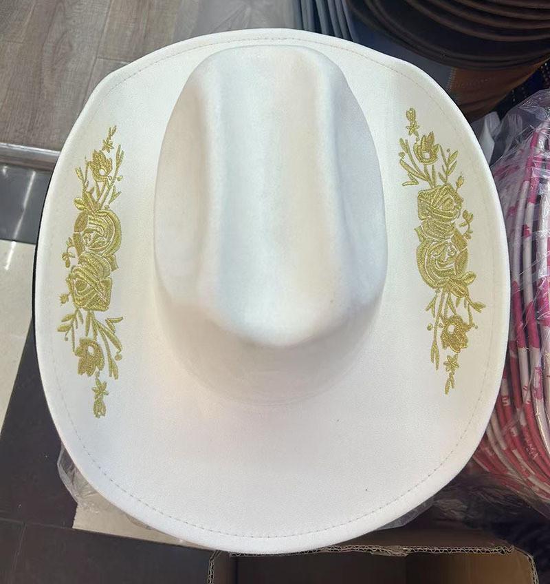 Sombrero de Fieltro Estilo Vaquero Atrevido Con Tapicería Bordada Para Viajes al Aire Libre y Festivales del Oeste