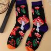 European and American Fashion Color Printing Women Socks Women with Mushrooms Spring Women Socks.